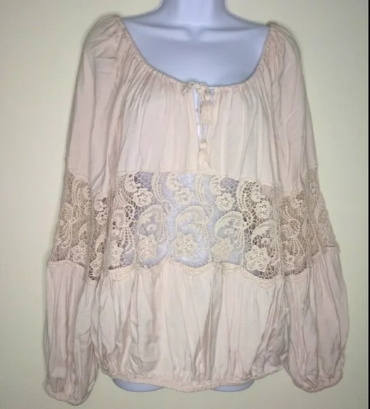 Free People Boho full center Lace long sleeve top - Picture 11 of 13